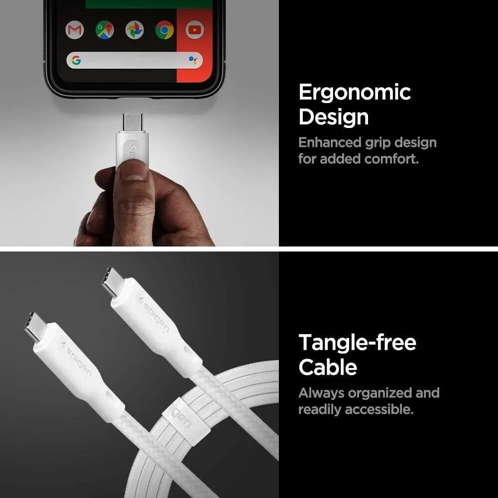 Spigen DuraSync 60W USB C to USB C High Speed Fast Charging Cable 4.9FT 2 Pack